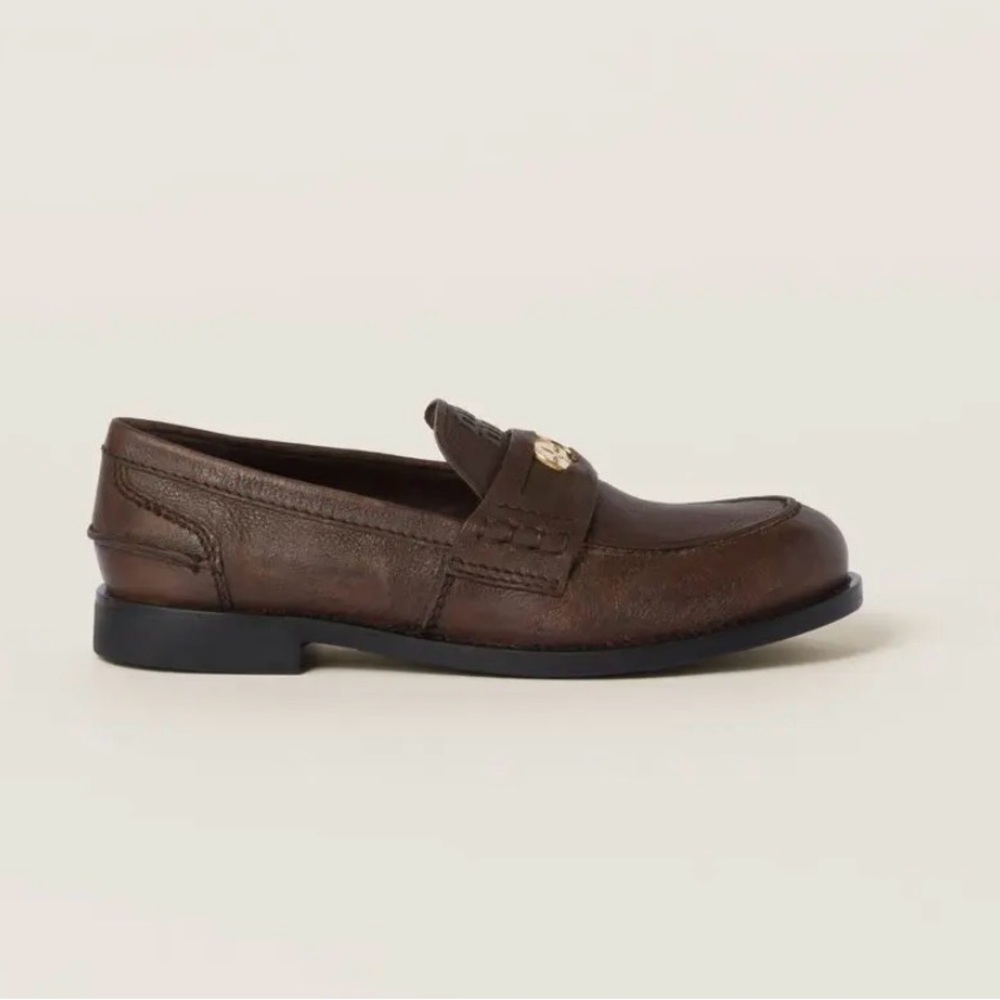 Miu Miu Calfskin penny loafers 38 cocoa brown - Picture 7 of 9